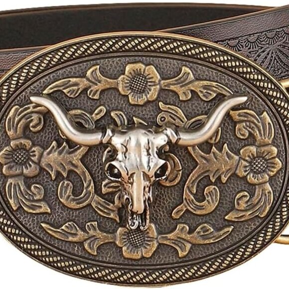 Sz 12/14 Western Brown Faux Leather Belt - Picture 2 of 9